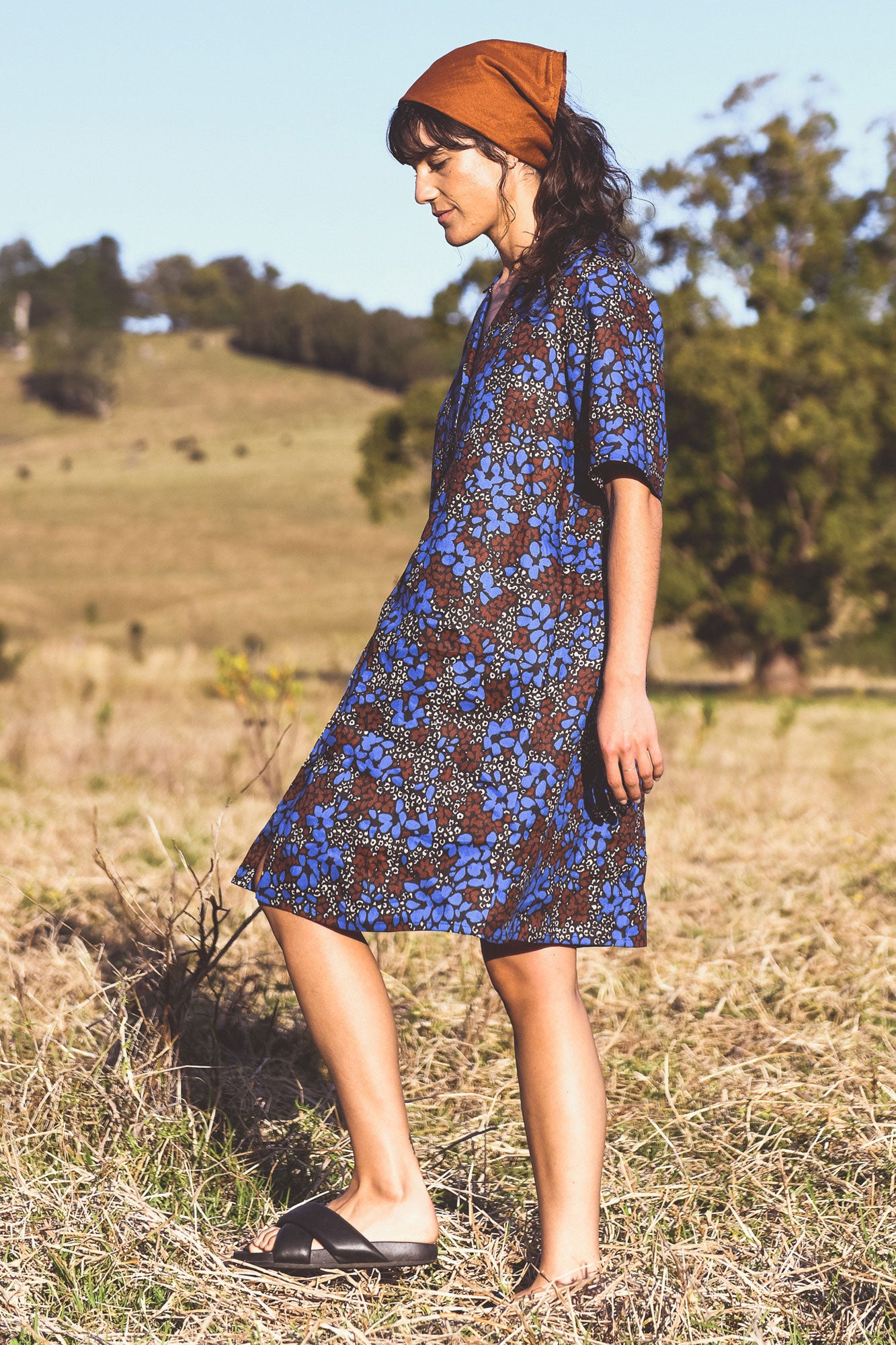 Amaranth wrap dress in moonless floral sale